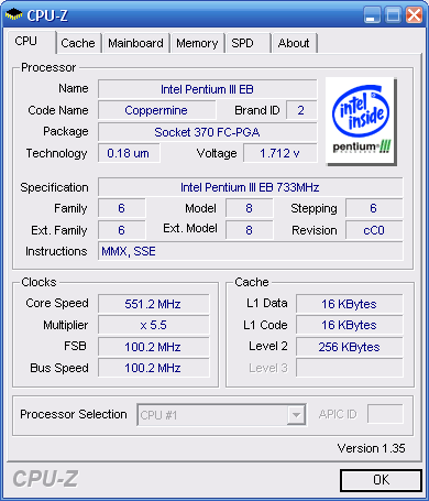 Сам Пенёк 3 733, крутейший проц в данном тестировании, инфа CPU-Z